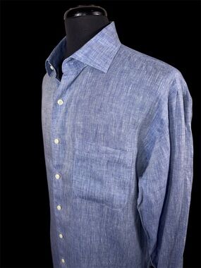 PETER MILLAR CROWN COOL 100% LINEN BUTTON FRONT SHIRT SZ L